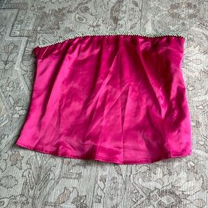 SHEIN hot pink with sparkle on top strapless top, medium